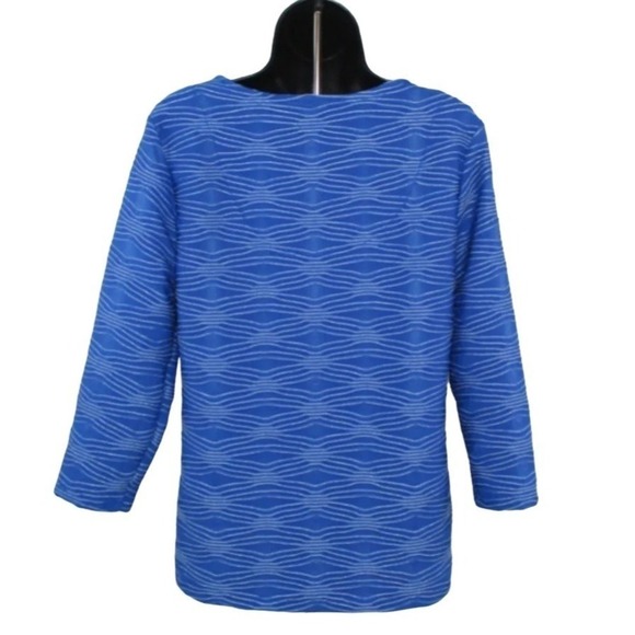 JM Collection Jacquard Metallic Top Blue Steel S - Picture 3 of 4